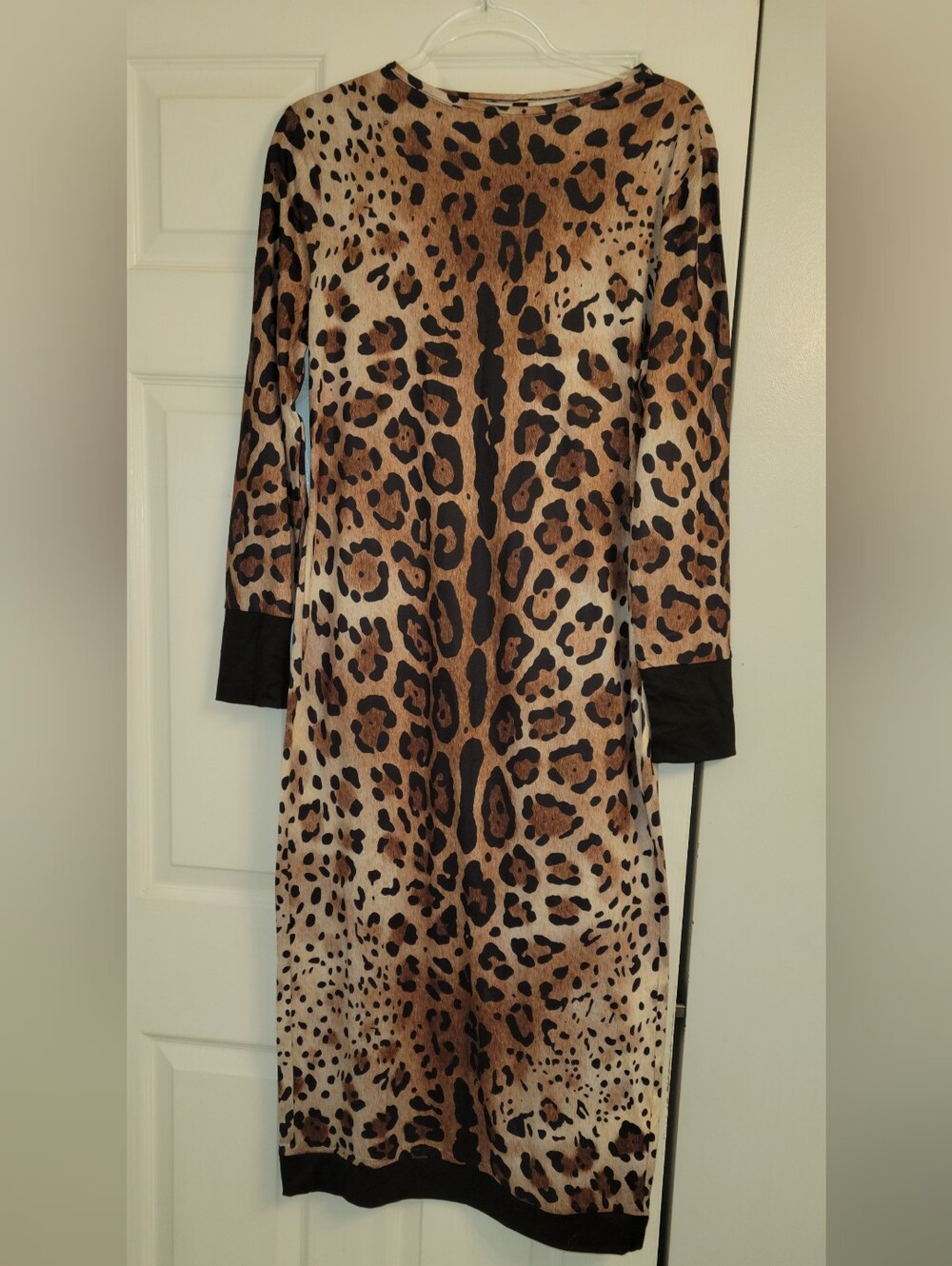 STYLEWE Leopard Print Long Sleeve Midi Dress - Brown & Black